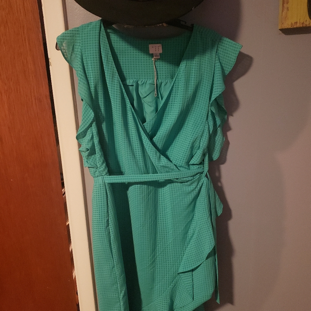 Green cottagecore wrap dress